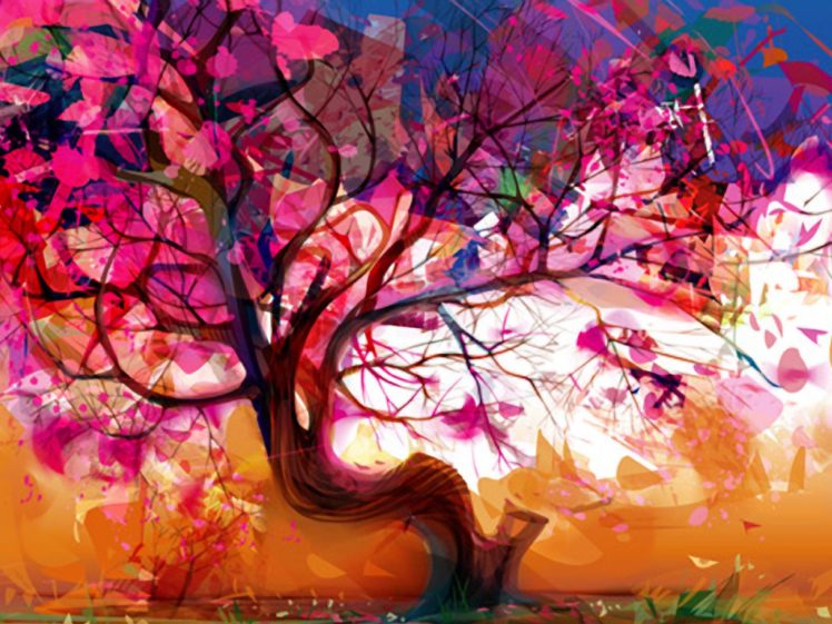 painted, Tree HD Wallpaper Desktop Background