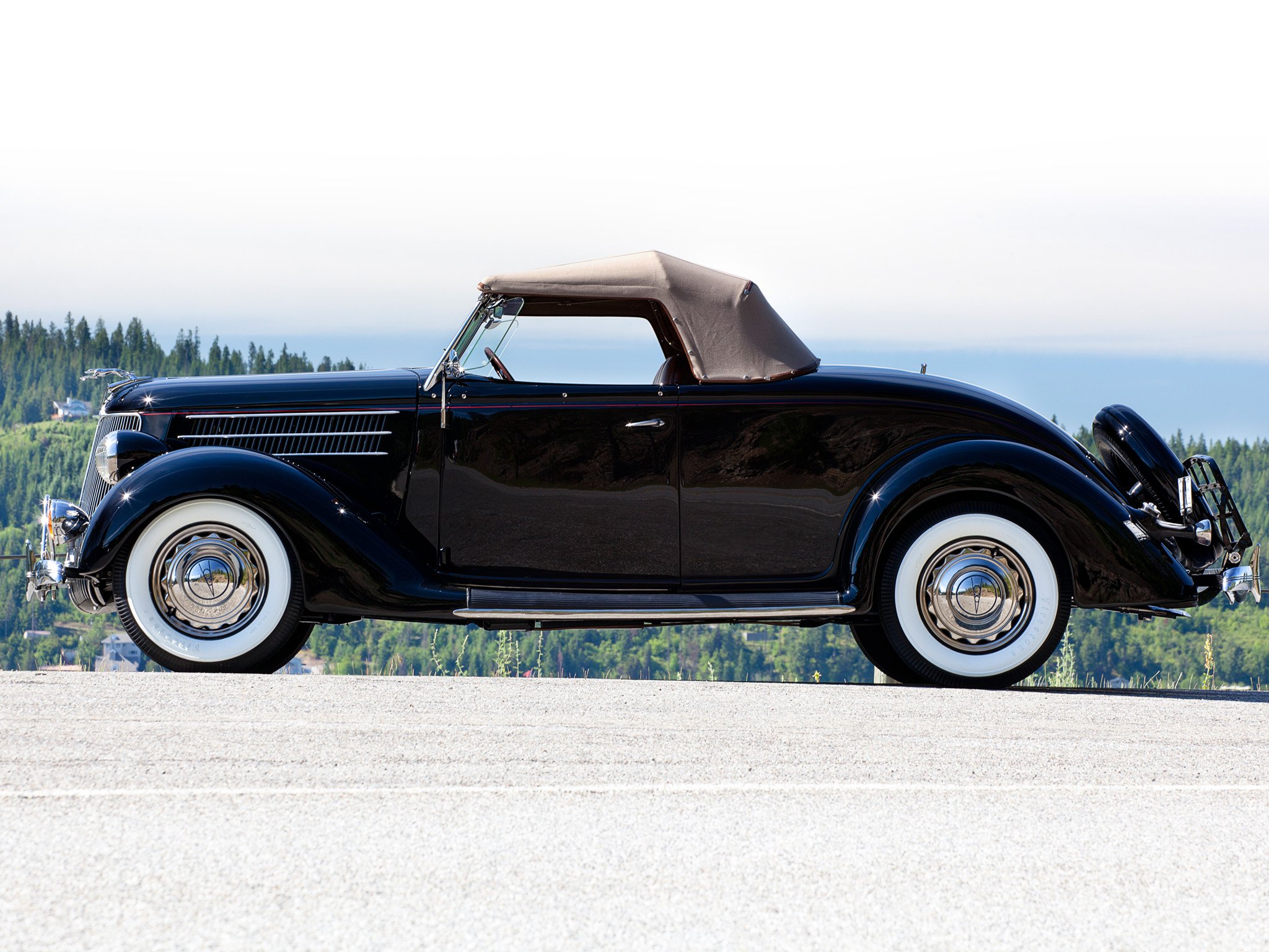 1936, Ford, V 8, Deluxe, Roadster,  68 710 , Retro, Ew Wallpaper