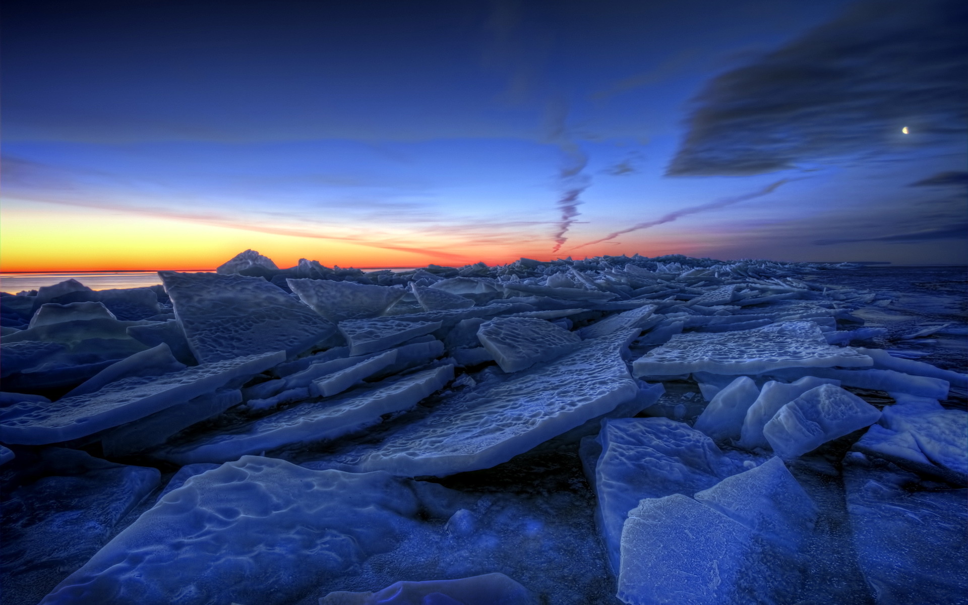 ice, Nature, Lakes, Frozen, Winter, Sky, Clouds, Sunrise, Sunset, Hdr Wallpaper