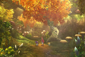 ni, No, Kuni, Wrath, Of, The, White, Witch, Art, Nature, Landscapes, Trees, Forest, Woods, Autumn, Fall, Boy, Path, Trail, Video, Games