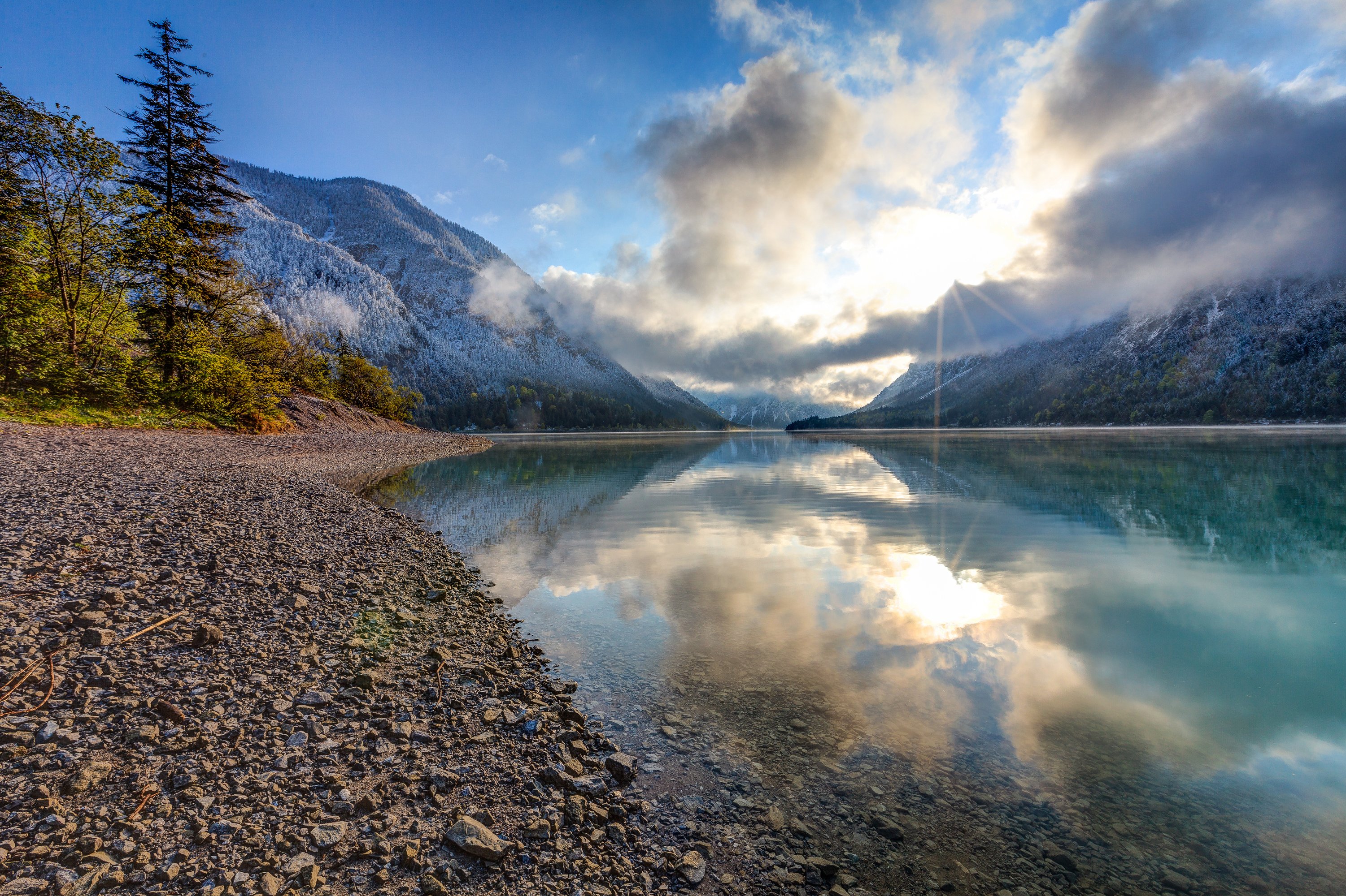austria, Lake, Mountains, Sky, Scenery, Coast, Tirol, Nature Wallpaper