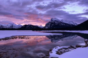canada, Alberta, National, Park, Winter, Lake, Reflection