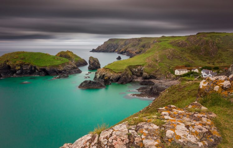 cliffs, Coast, Sea, Sky, House HD Wallpaper Desktop Background