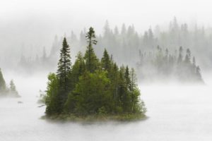 fog, Lake, Island