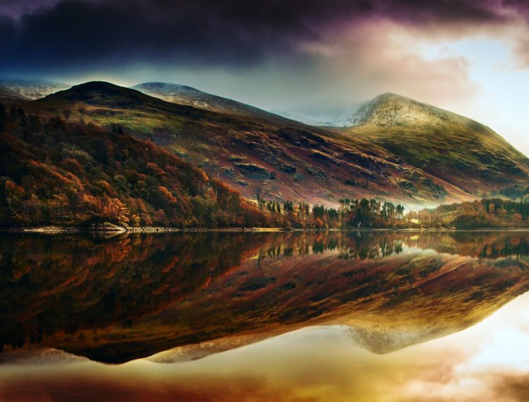 forest, Lake, Nature, Hills, Mountains, Autumn, Reflection HD Wallpaper Desktop Background