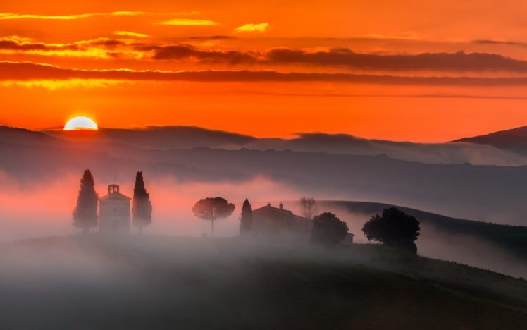 landscape, Nature, Morning, Mist, Sunrise HD Wallpaper Desktop Background