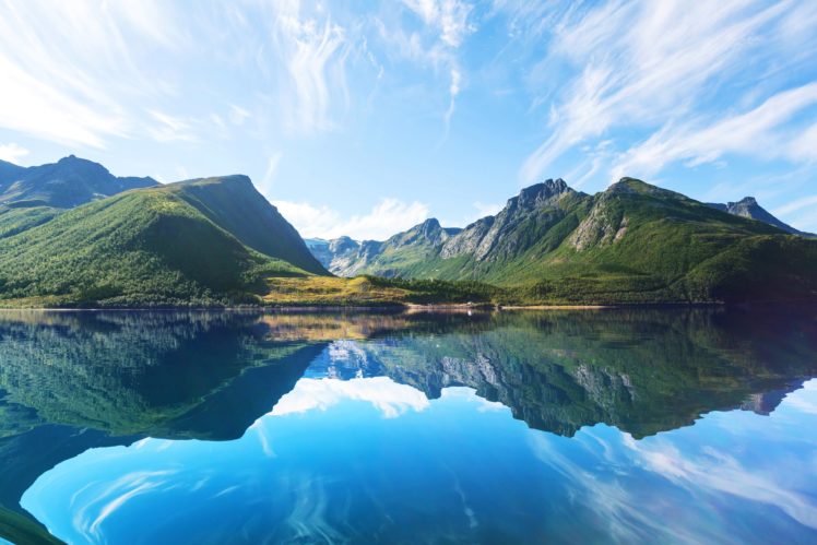 norway, Lake, Mountains, Sky, Water, Nature HD Wallpaper Desktop Background