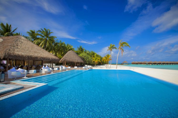 ocean, Sea, Maldives, Pool, Sky HD Wallpaper Desktop Background