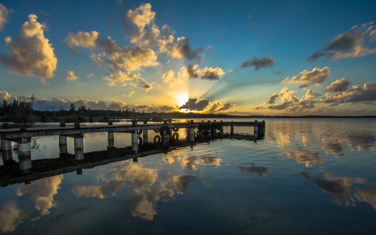 puerto, Rico, Reflection, Sunset, Lake, Sea HD Wallpaper Desktop Background