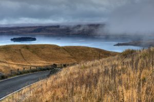 road, Lake, Fog, Island