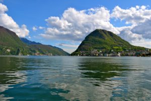 switzerland, Lake, Mountains, Houses, Scenery, Lugano, Clouds, Nature