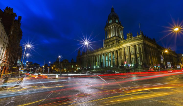 united, Kingdom, Houses, Roads, Lids, Yorkshire, Street, Night, Street, Lights, Cities HD Wallpaper Desktop Background