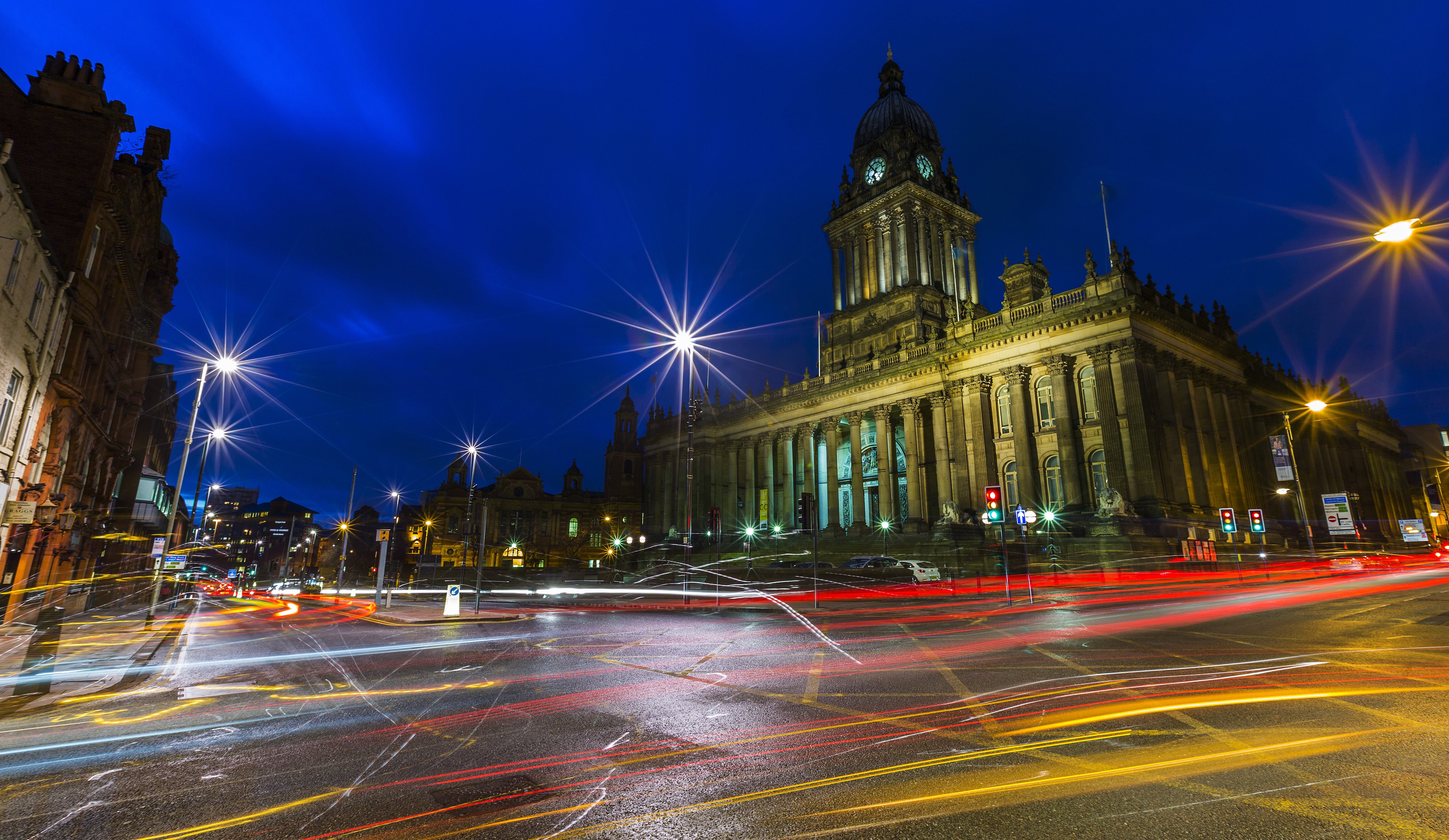 united, Kingdom, Houses, Roads, Lids, Yorkshire, Street, Night, Street, Lights, Cities Wallpaper