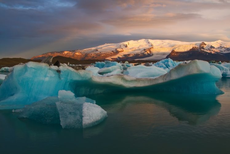 mountains, Iceland, Snow, Bay, Iceberg, Ice HD Wallpaper Desktop Background