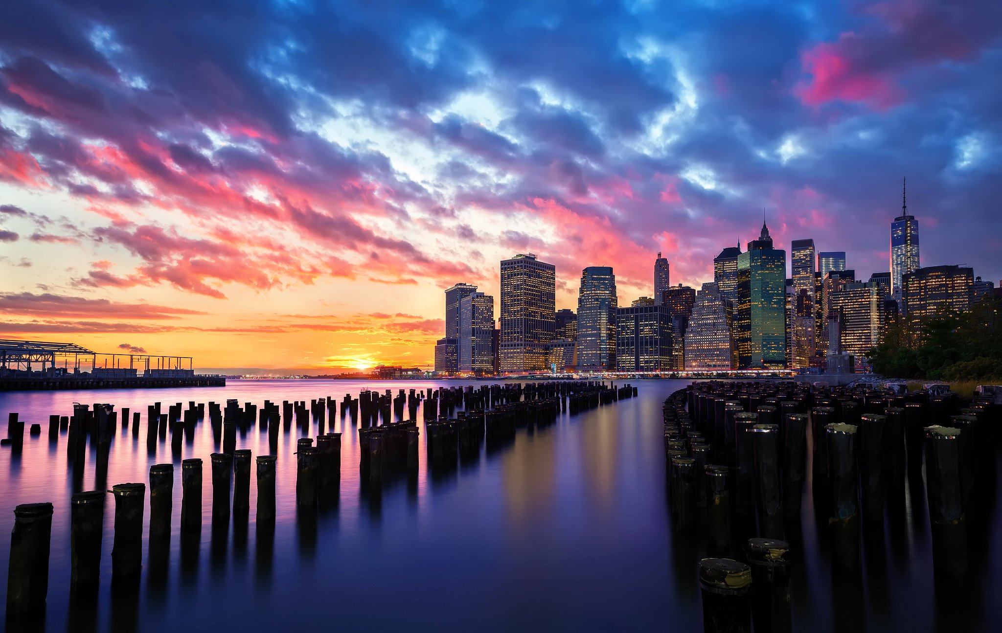 new, York, City, Evening, Sunset Wallpapers HD / Desktop and Mobile