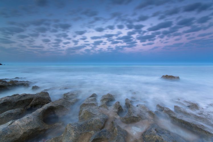 rocks, Morning, Sea, Coast HD Wallpaper Desktop Background