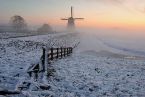 winter, Snow, Windmill, Mill