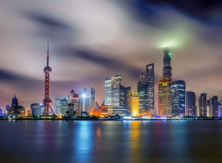 china, The, City, Of, Shanghai, Night, Home, Lighting, Water HD Wallpaper Desktop Background
