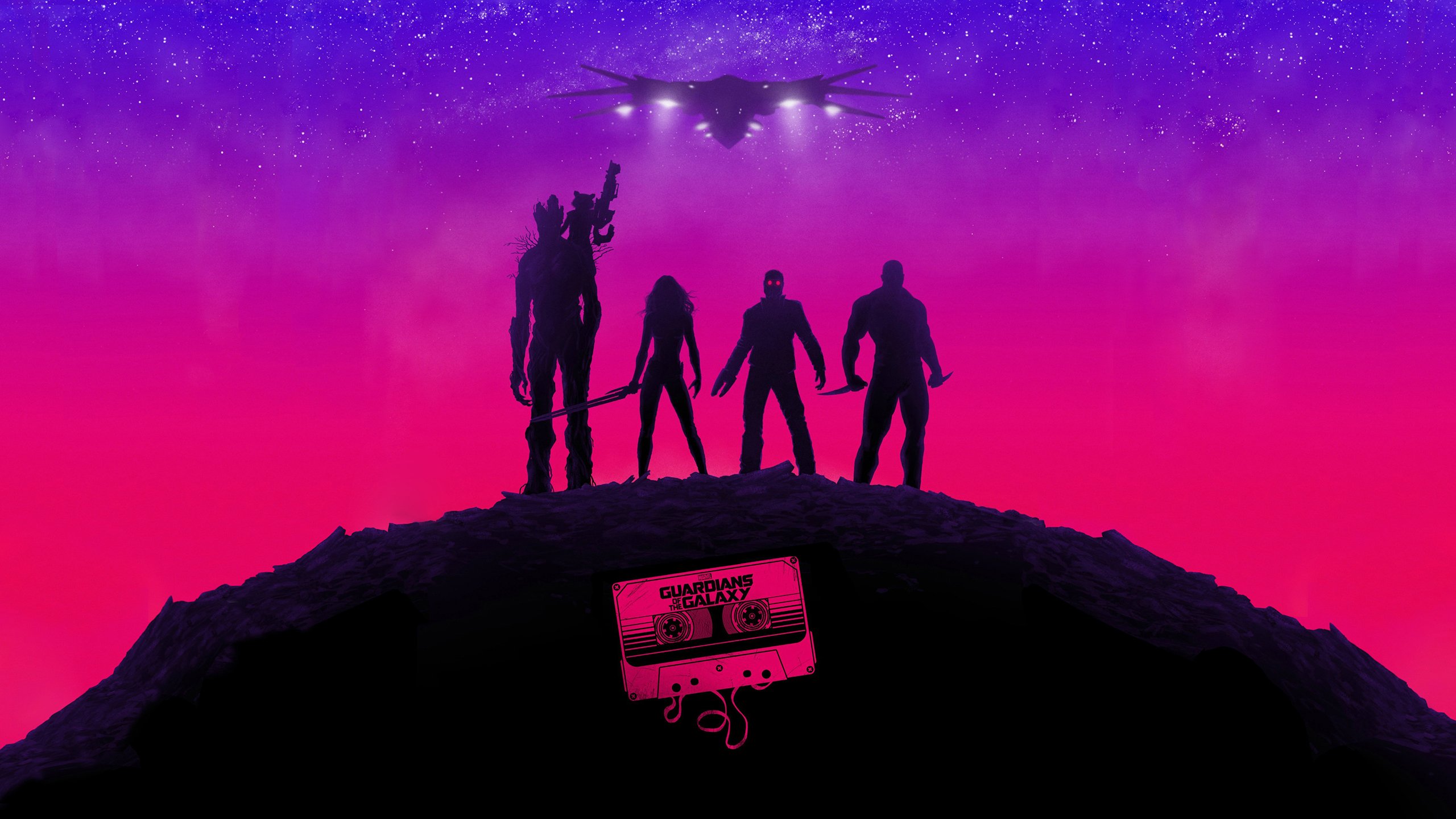guardians, Of, The, Galaxymarvel, Stars, Purple, Pink, Cassette, Tape, Spaceship Wallpaper