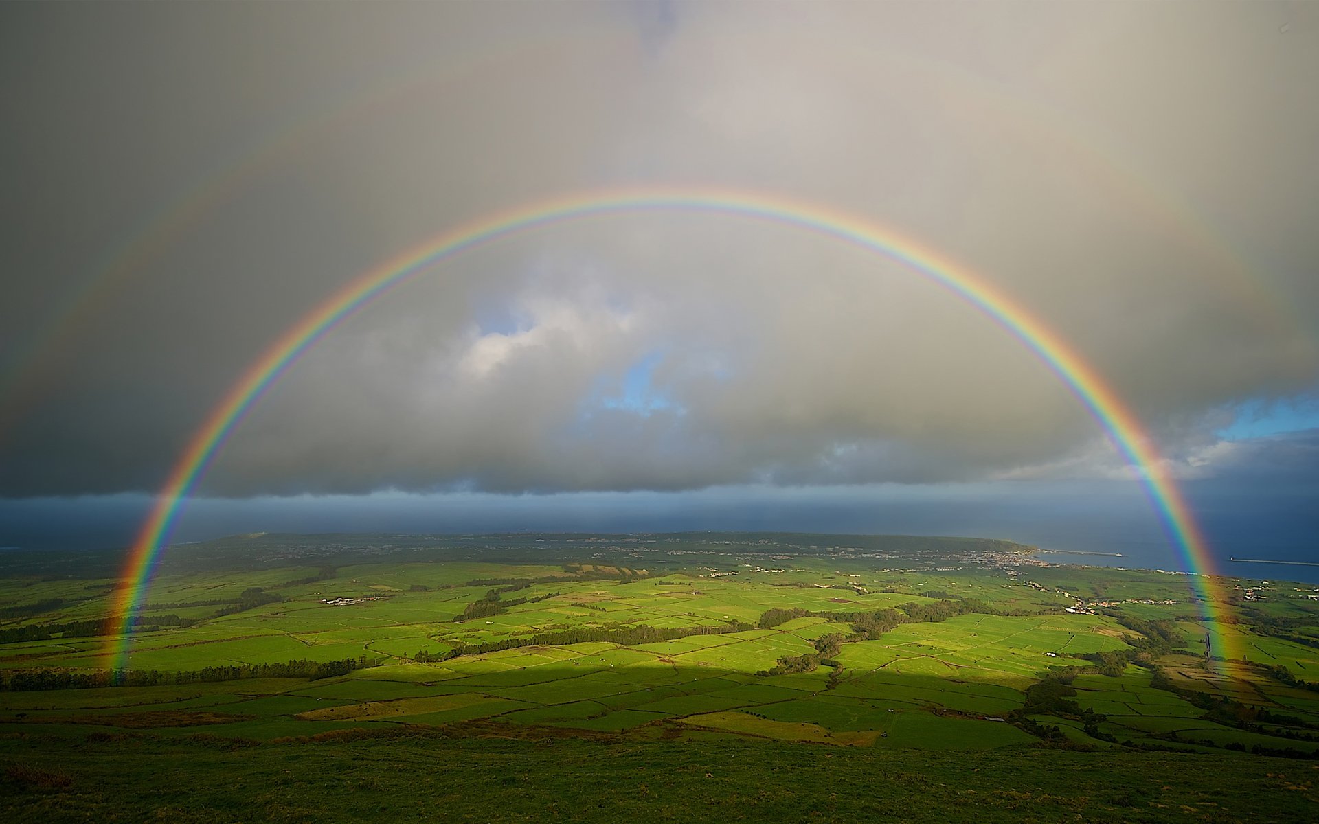 rainbow, Sky, Sea Wallpaper