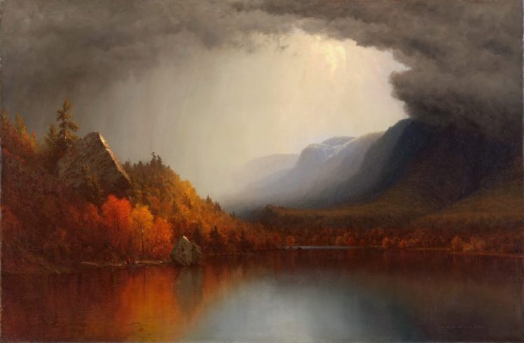 sanford, Robinson, Gifford, Picture, Lake, Forest, Autumn, Clouds, Painting HD Wallpaper Desktop Background