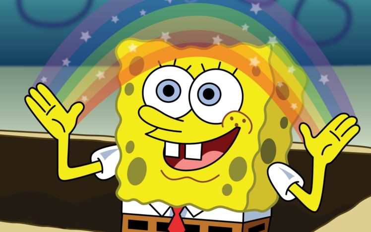 spongebob, Rainbow, Cartoon HD Wallpaper Desktop Background