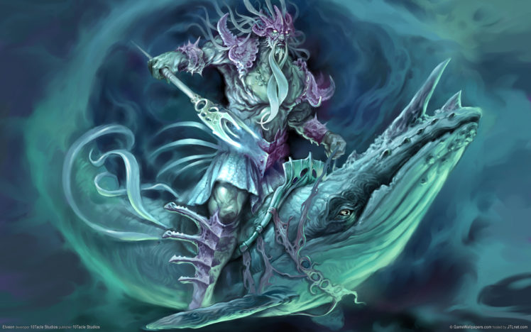 elveon, Poseidon, Video, Games, Fantasy, Art, Gods, Whales, Underwater HD Wallpaper Desktop Background