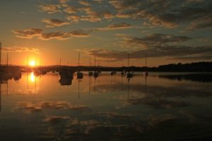 sunset, Boats