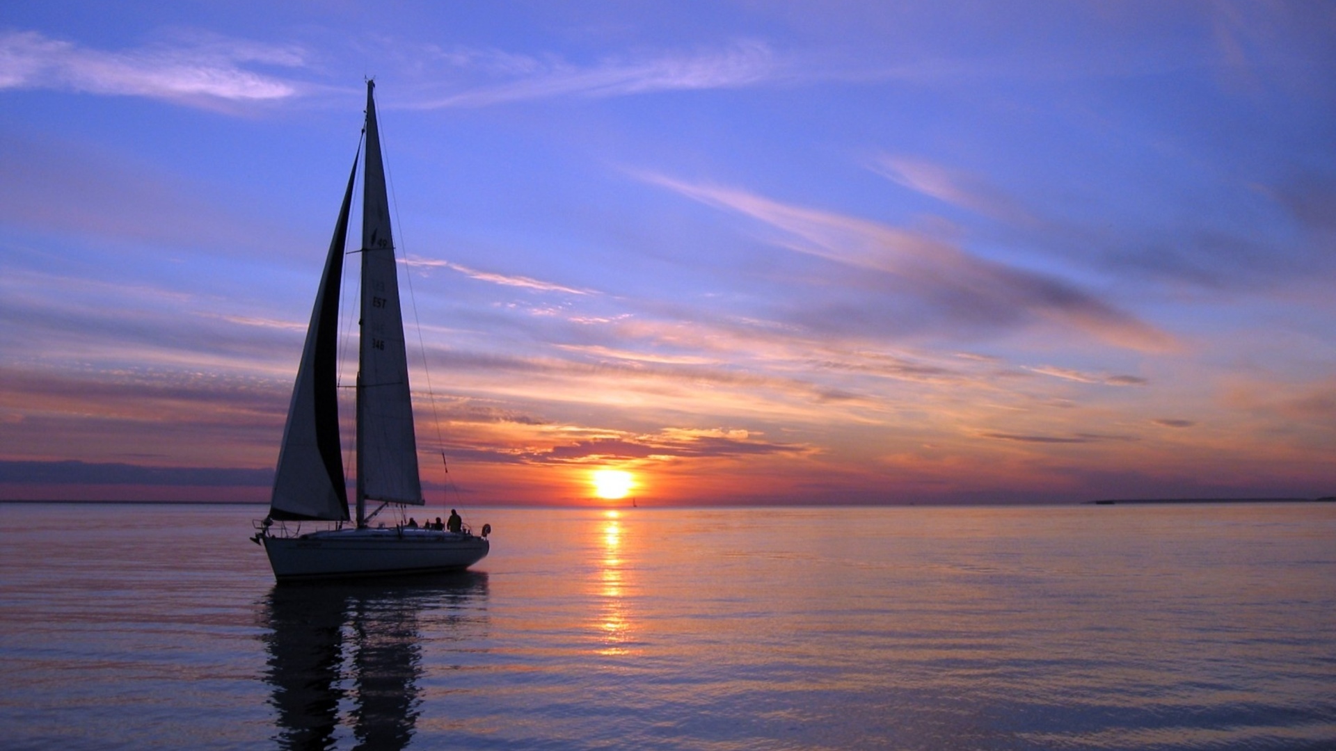 boats, Silboat, Boats, Ship, Sailing, Ocean, Sea, Sky, Clouds, Sunset, Sunrise Wallpaper