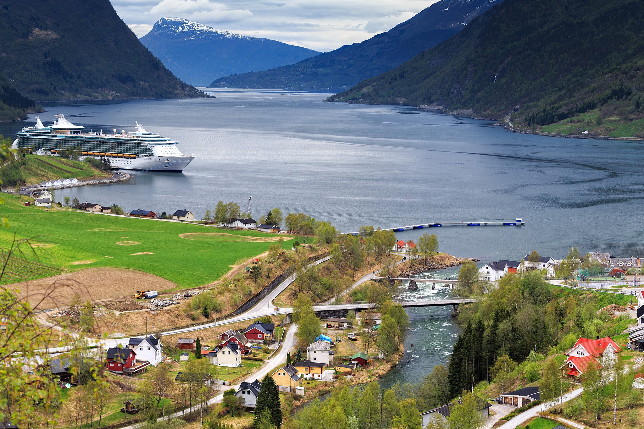 fjord, Mountains, Ships, Landscape Wallpaper