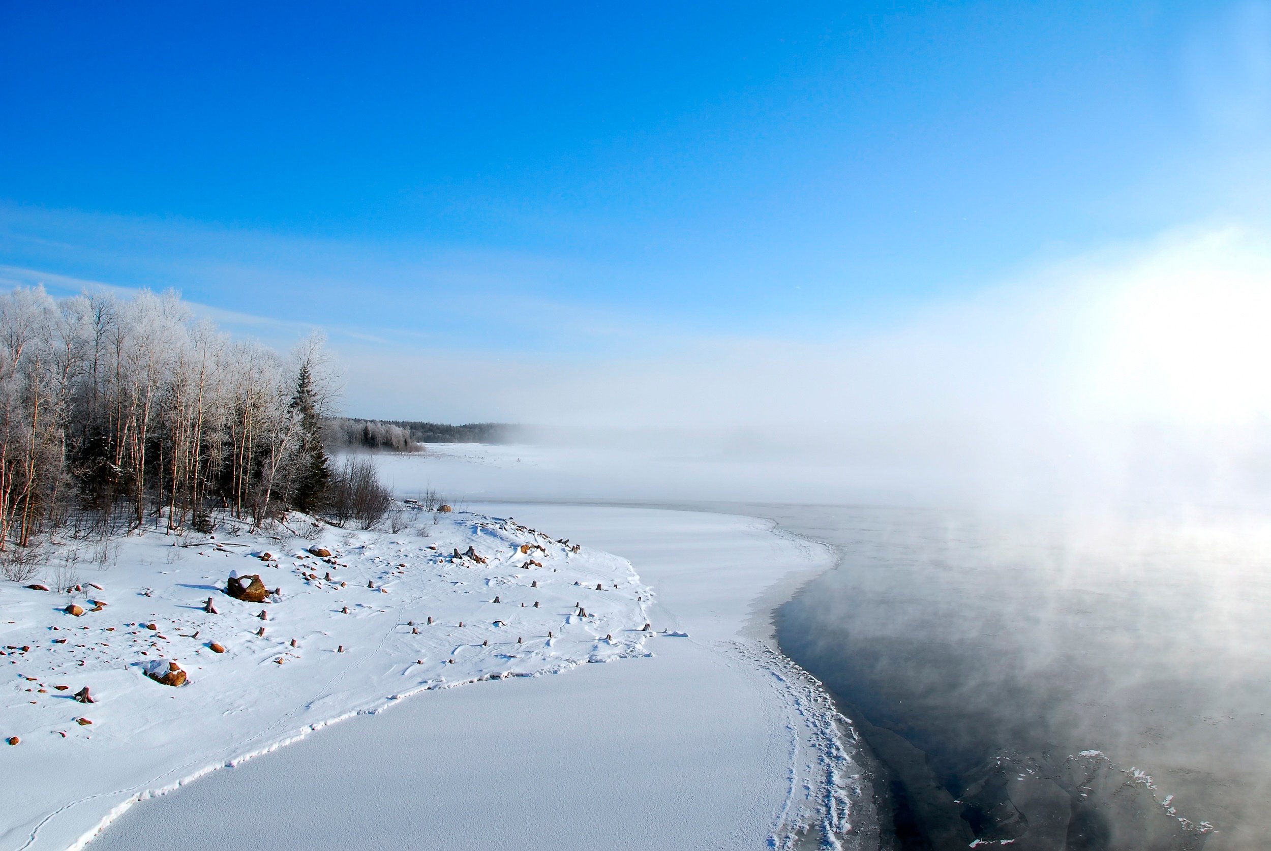 frost, Lake, Snow, Winter Wallpaper