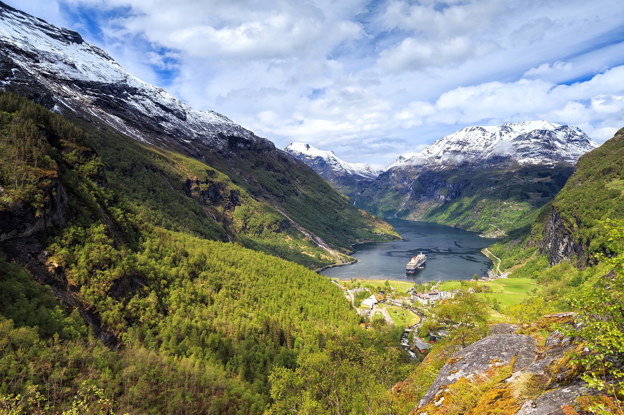 geiranger, Fjord, Mountains, Ships, Landscape, Ff Wallpaper