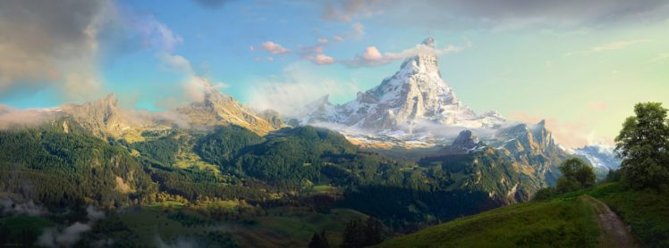 mountains, Space, Landscape, Panorama HD Wallpaper Desktop Background