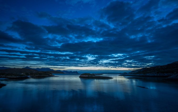 night, Island, Bay, Mountains HD Wallpaper Desktop Background