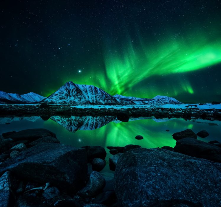 northern, Lights, Mountains, Night HD Wallpaper Desktop Background