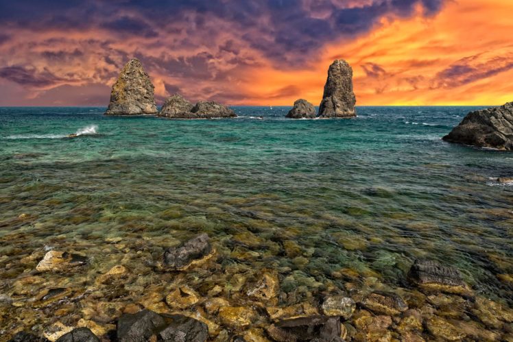 sea, Rocks, Stones, Sky HD Wallpaper Desktop Background