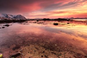 sunset, Rocks, Clouds, Sunset, Vesteralen, Islands, Norway, Norway, Rocks, Water, Vesterolen