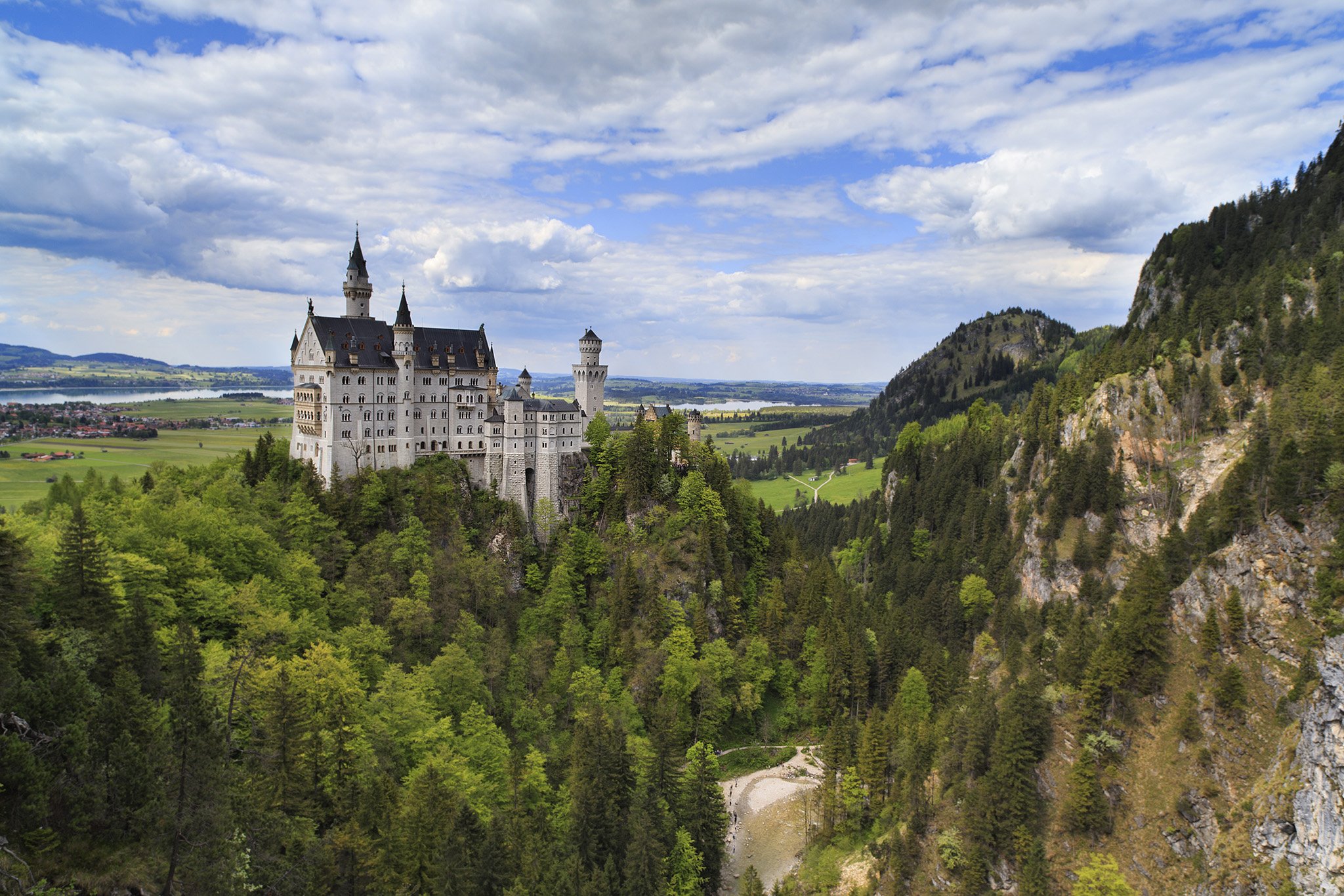 zamok, Noyshvanshtayn, Bavaria, Germany, Rock, Forest, Oseny, Zamok, Landscape, Castle Wallpaper