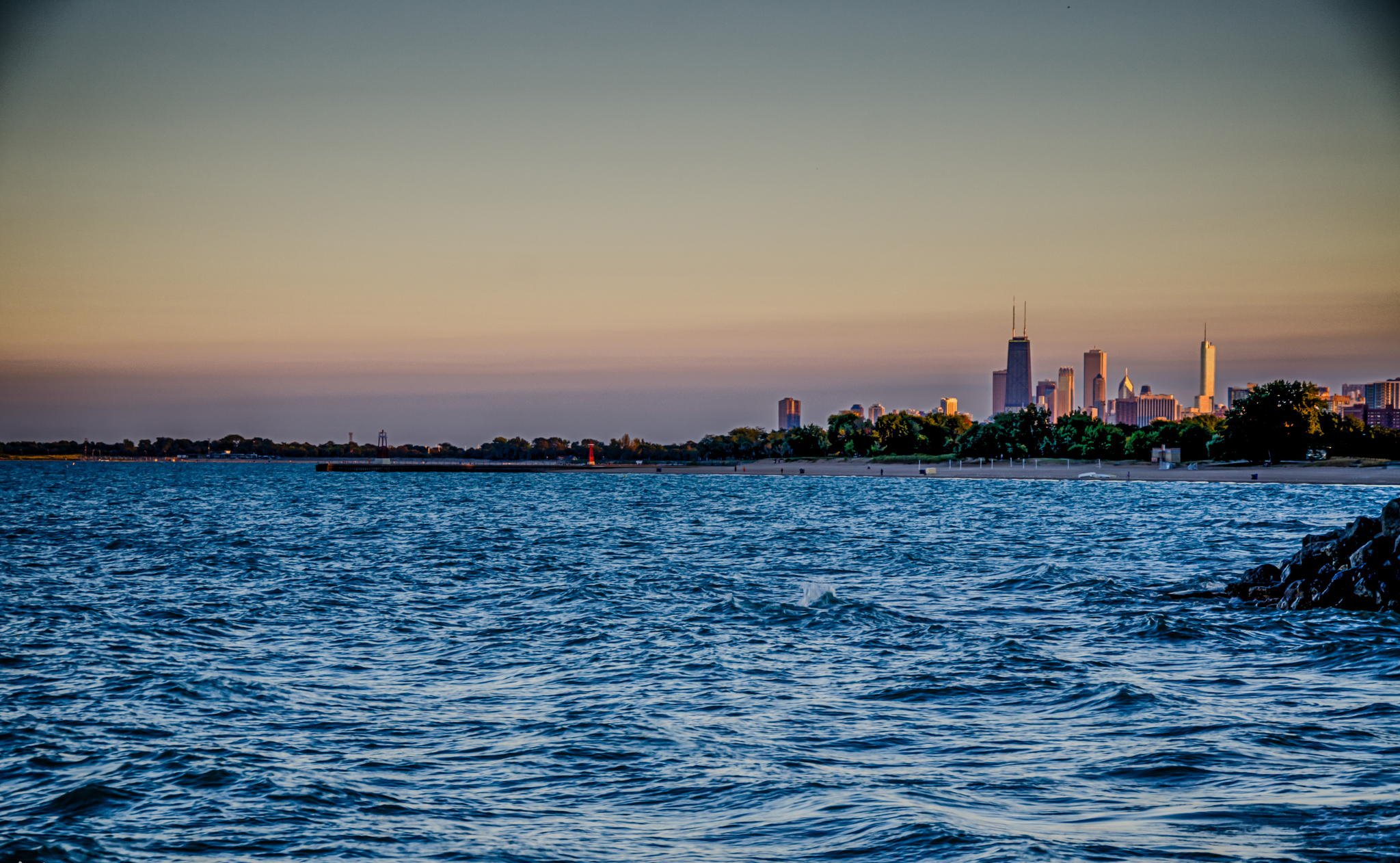 chicago, Illinois, City, River, Skyscrapers, Wave, Panorama Wallpaper