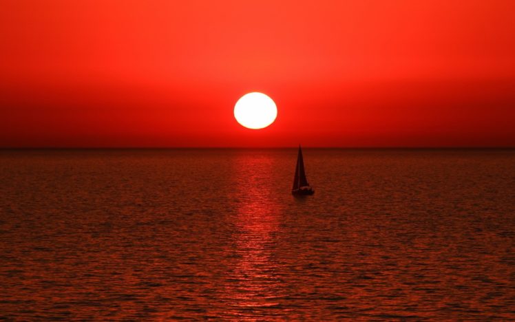 sea, Aeyaey, Boat, Sail, Sunset, Landscape HD Wallpaper Desktop Background