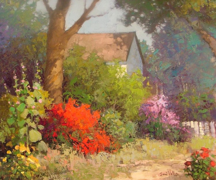 sean, Wallis, Country, Bloom, Art, Painting, Garden HD Wallpaper Desktop Background