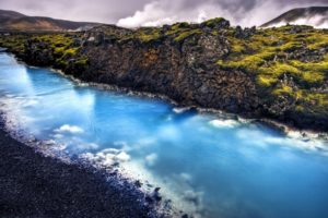 iceland, Landscape, The, Blue, Calcite, Stream, Near, The, Geothermal