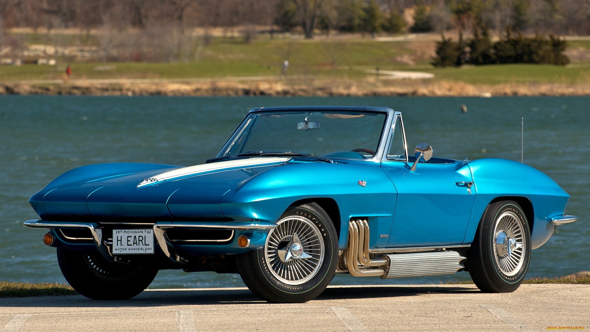 1963, Chevrolet, Corvette, Muscle, Cars, Supercar, Blue, Classic Wallpaper