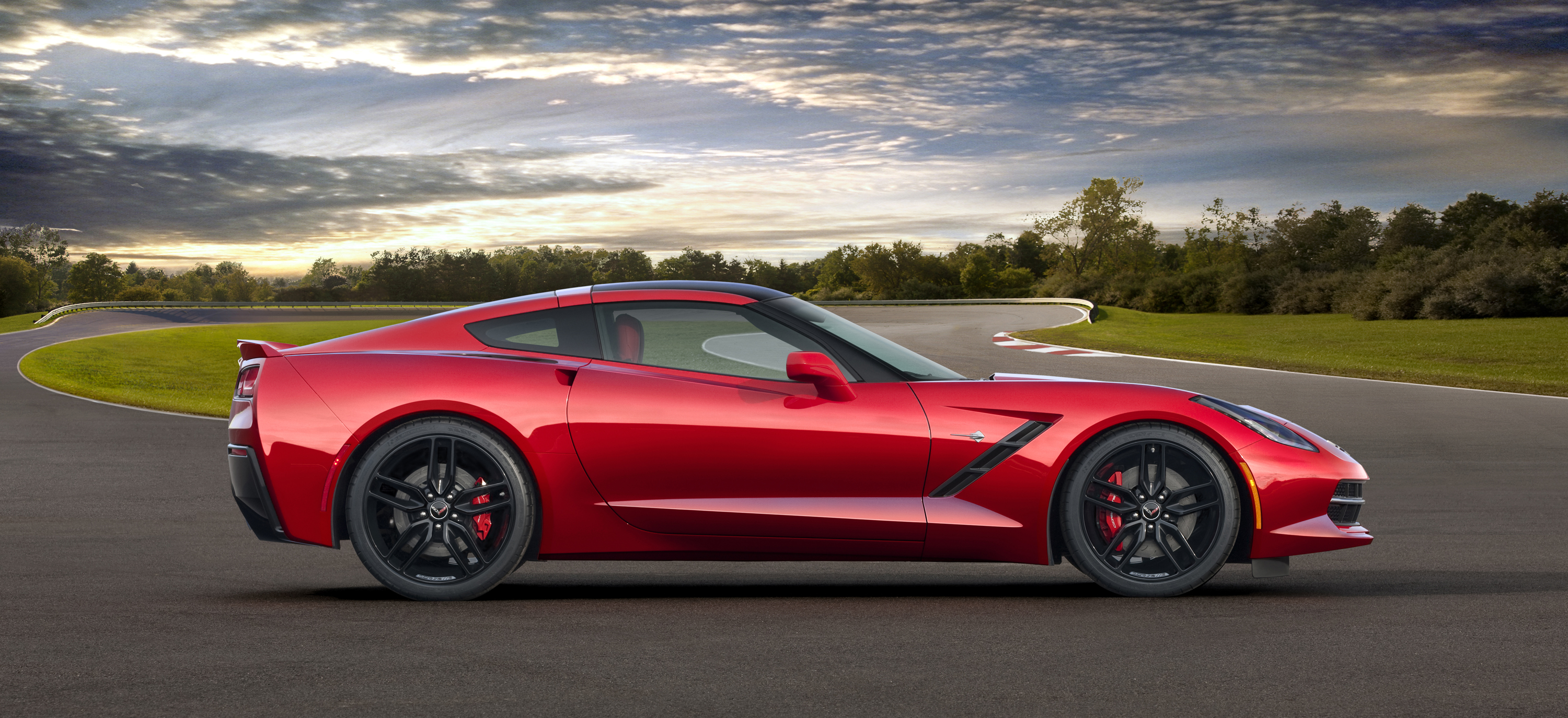 2014, Chevrolet, Corvette, Supercar, Red, Sky Wallpaper