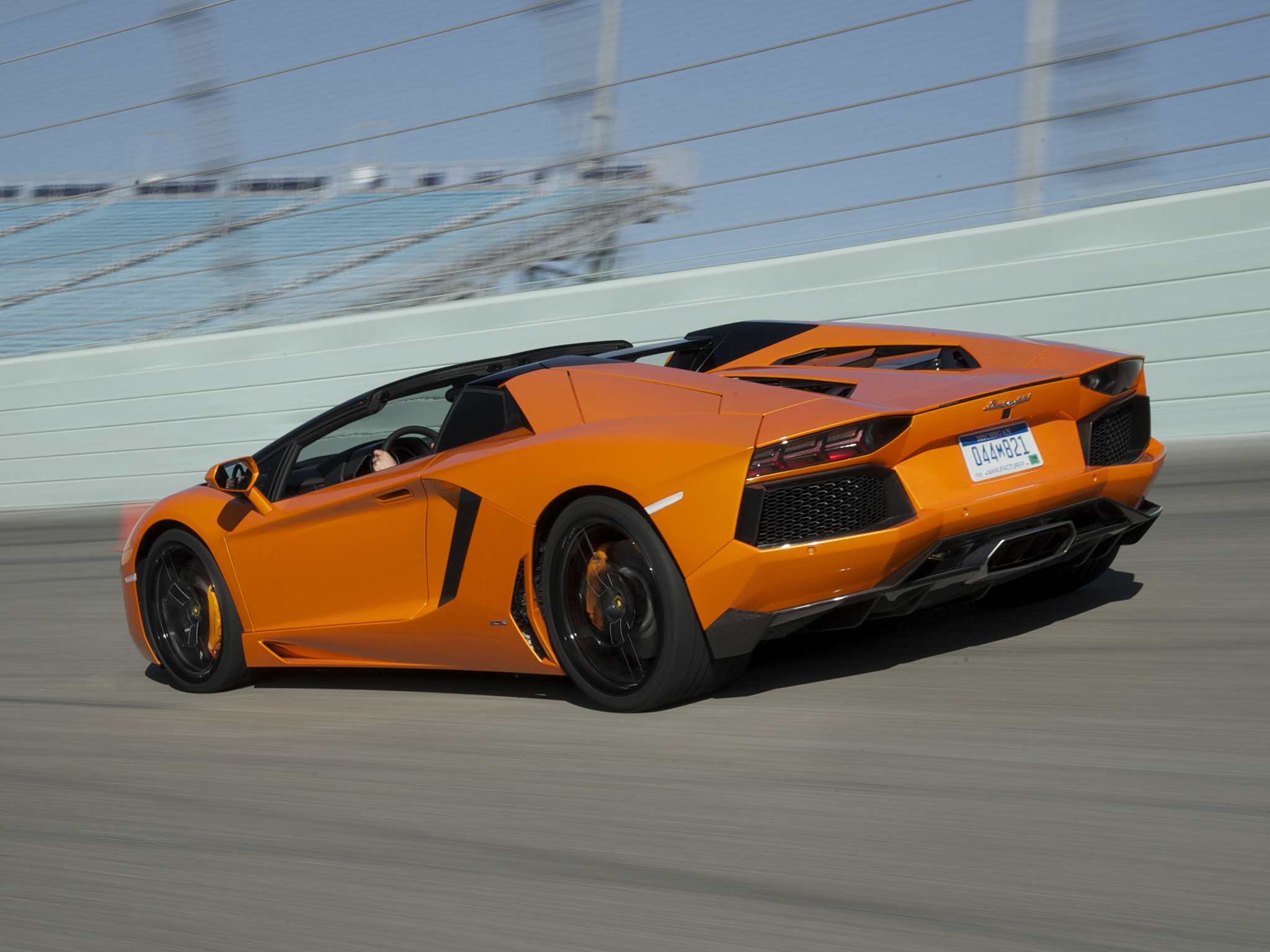 2014, Lamborghini, Aventador, Lp700 4, Roadster, Supercar, Orange, Track Wallpaper
