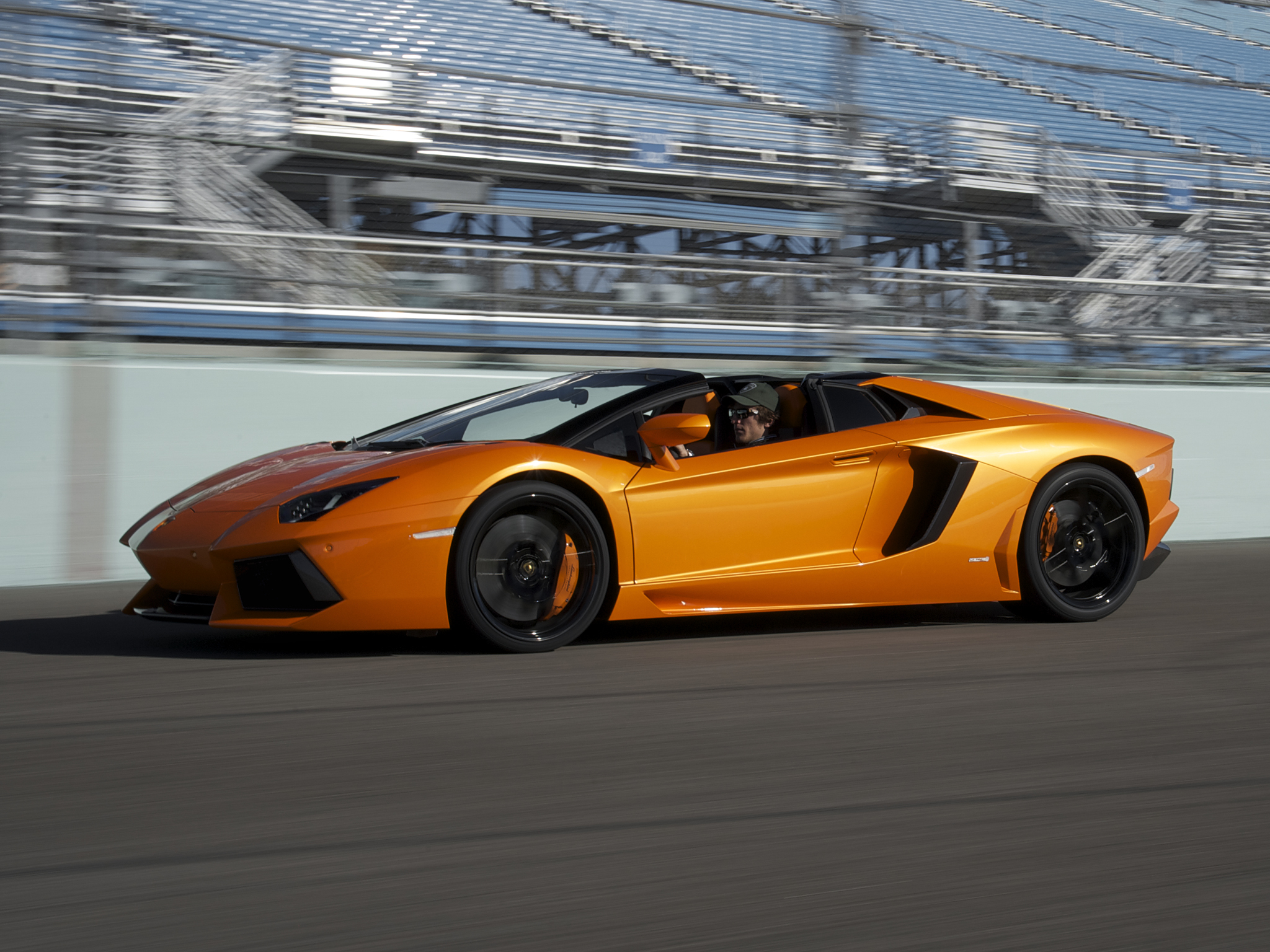 2014, Lamborghini, Aventador, Lp700 4, Roadster, Supercar, Orange, Track Wallpaper