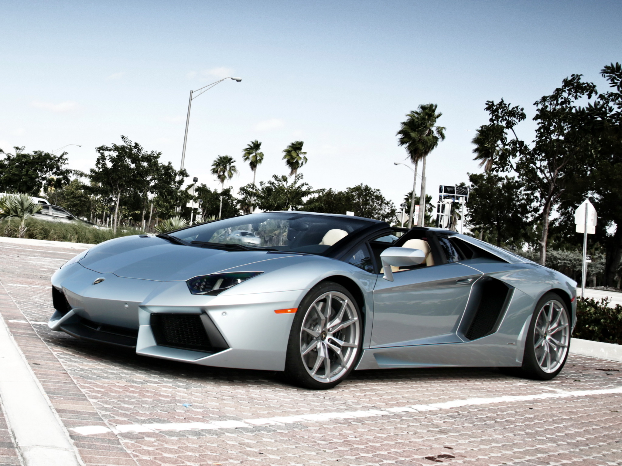 Lamborghini Aventador Roadster Supercar Silver Wallpapers Hd Desktop And Mobile