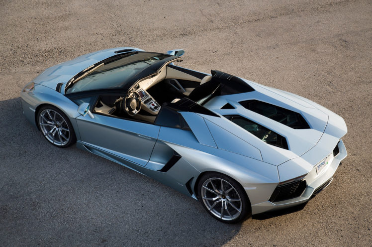 2014, Lamborghini, Aventador, Roadster, Supercar, Silver HD Wallpaper Desktop Background