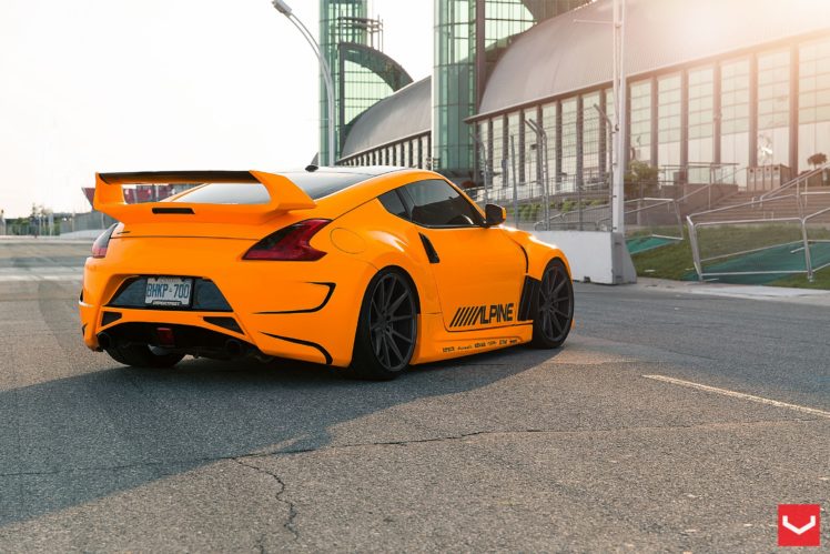 nissan, 370z, Tuning, Vossen, Wheels, Orange HD Wallpaper Desktop Background