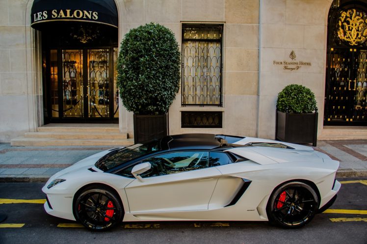 aventador, Hotel, Roadster, White, Lamborghini, Lp700 4, Street HD Wallpaper Desktop Background